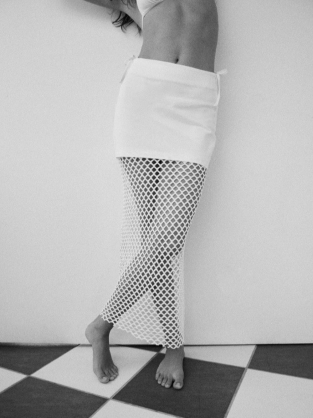 Zara NWT White Mesh Maxi Overlay Skirt - Women